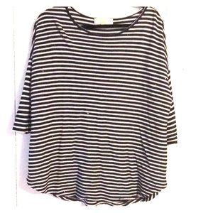 Sequined navy/white stripe shirt